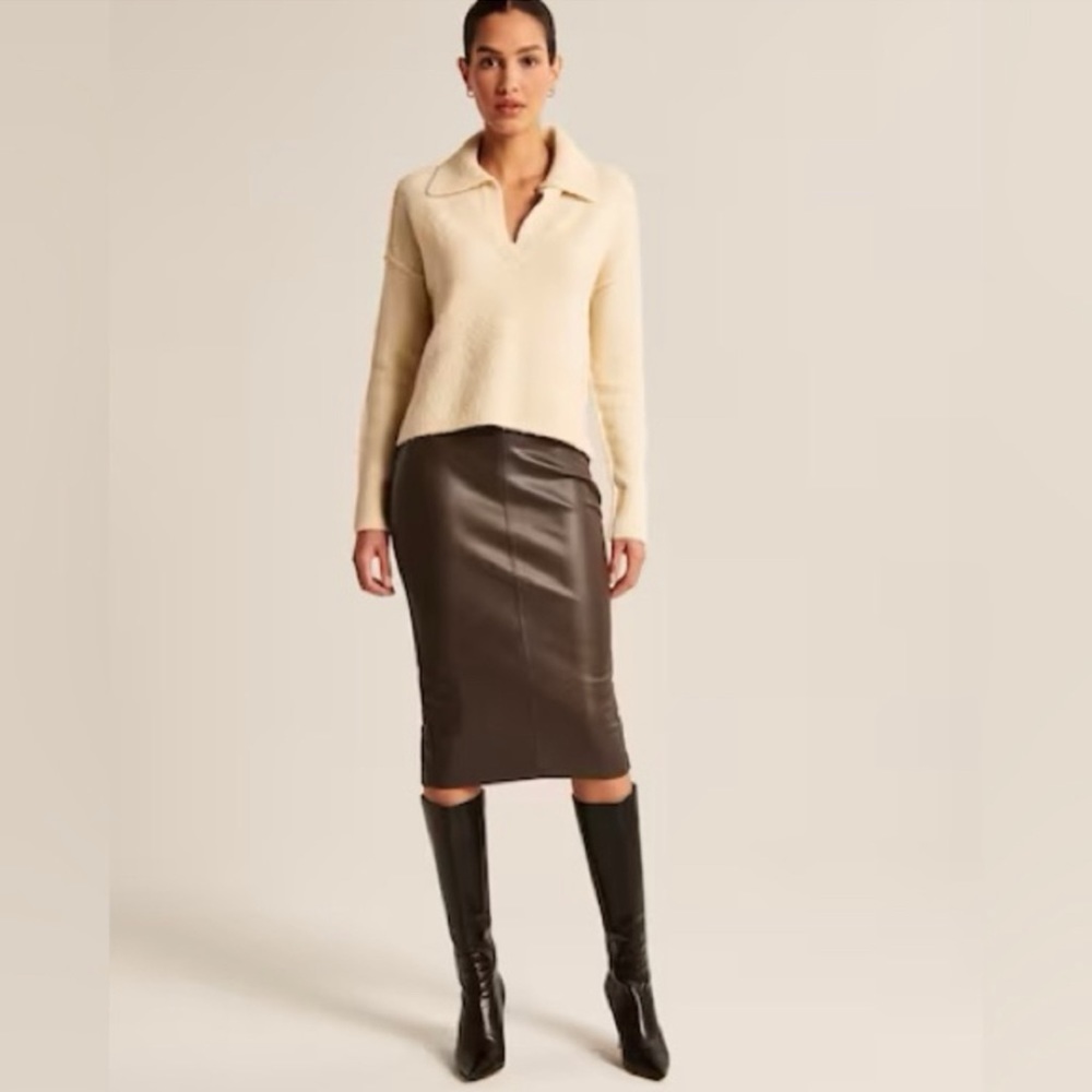✨NWT Abercrombie & Fitch Vegan Leather MIDI Pencil Skirt